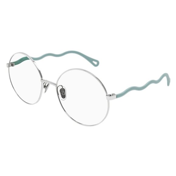 NEW CHLOE EYEGLASSES SILVER GREEN ROUND WOMEN EYEWEAR CHLOE CH0057O 008 - Picture 1 of 3